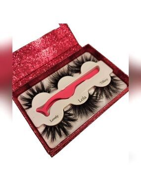 Lashbox 3D Mink Lashes Set of 3 Extra Long with Applicator Tweezers